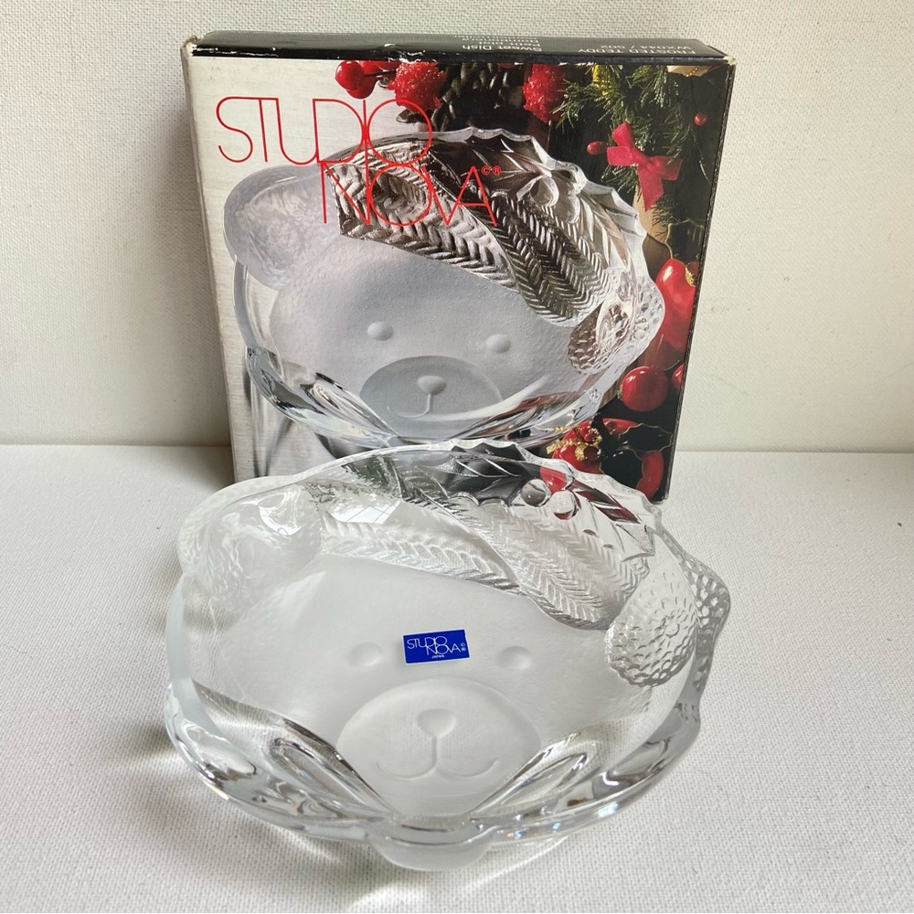 Studio Nova Mikasa Frosted Teddy Bear Sweet Dish clear and frosted glass Japan
